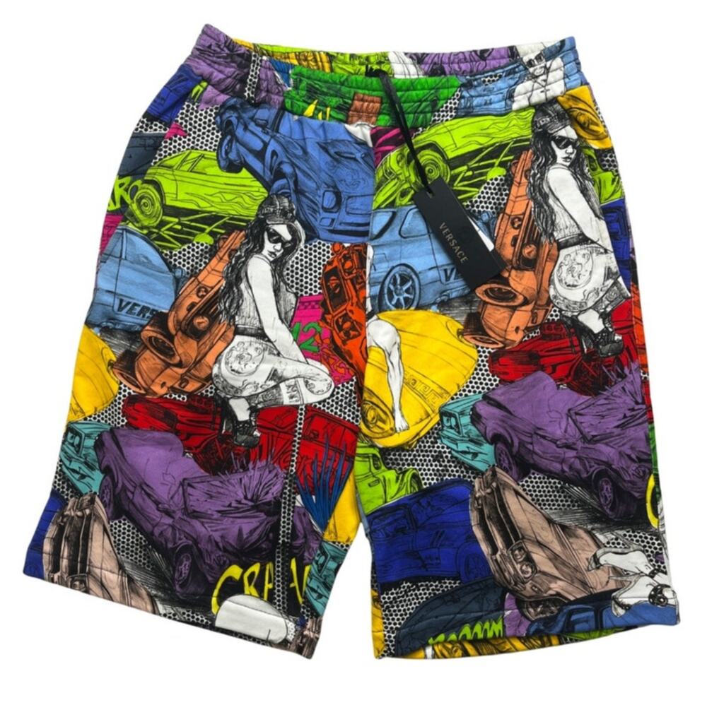 5-45 VERSACE Men's NWT $850 100% Cotton Sweat Shorts Small